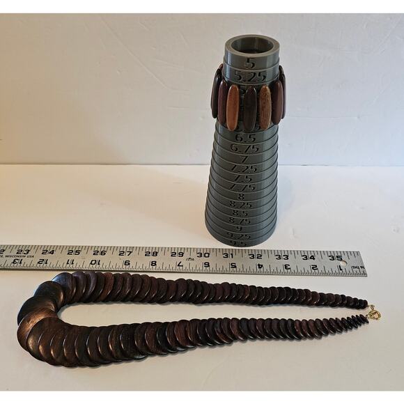 Vintage Exotic Boho Graduated Brown Wooden Disc Necklace Bracelet Statement Gift - Picture 3 of 6